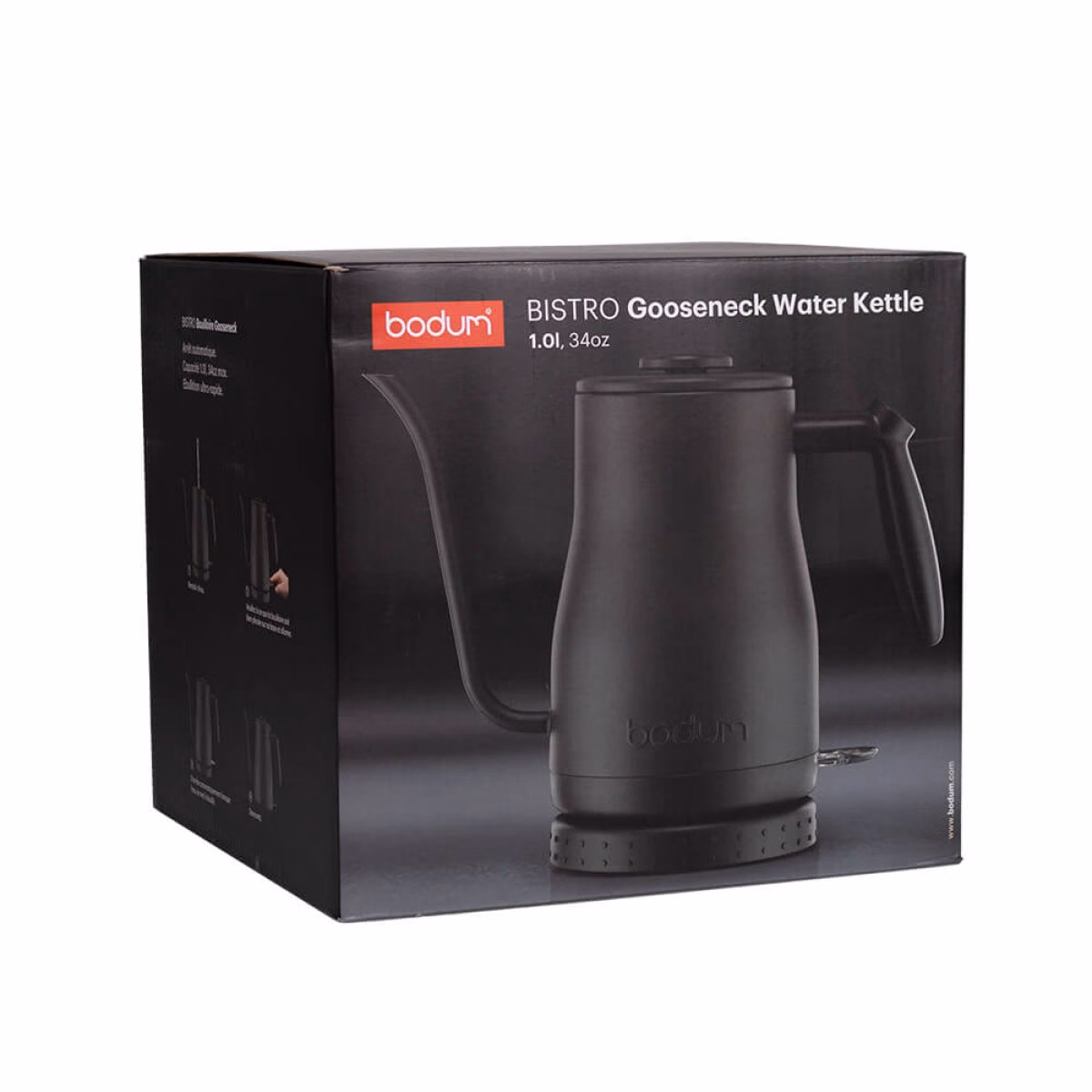 Custom Bodum Gooseneck Electric Water Kettle 1.0 L, Black, packaging view