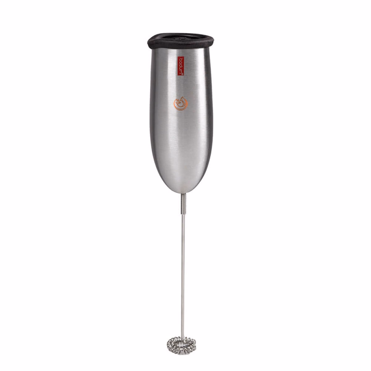 Custom Bodum Schiuma Milk Frother, Silver, angle view