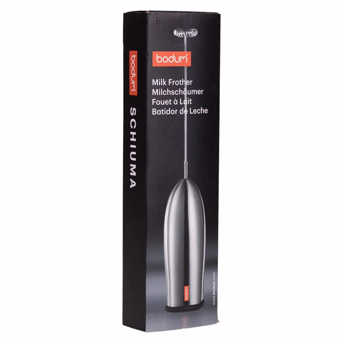 Custom Bodum Schiuma Milk Frother, Silver, packaging view