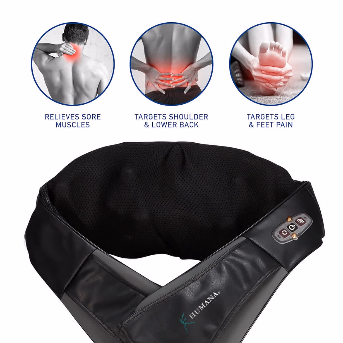 Custom Brookstone Shiatsu Neck & Shoulder Massager, Black, detail view