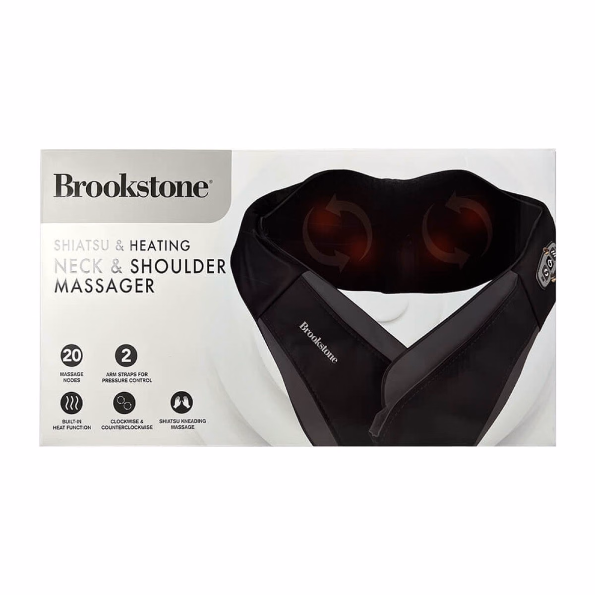 Custom Brookstone Shiatsu Neck & Shoulder Massager, Black, packaging view