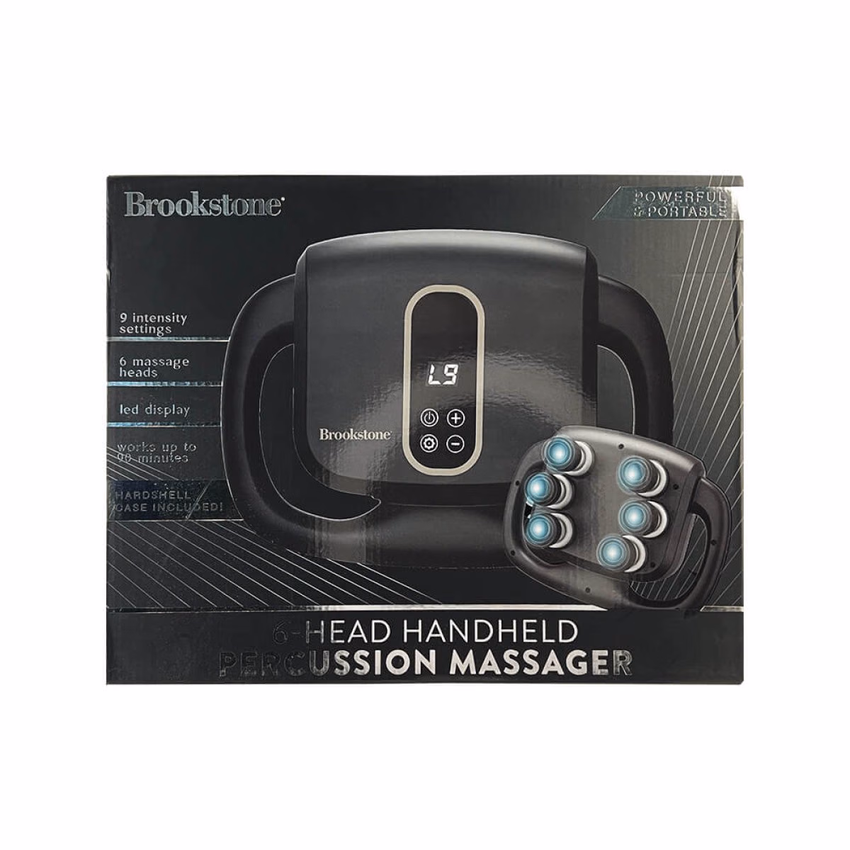 Custom Brookstone Six Head Ultra Recovery Percussion Massager, Black, detail view