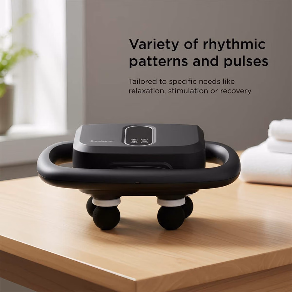 Custom Brookstone Six Head Ultra Recovery Percussion Massager, Black, packaging view