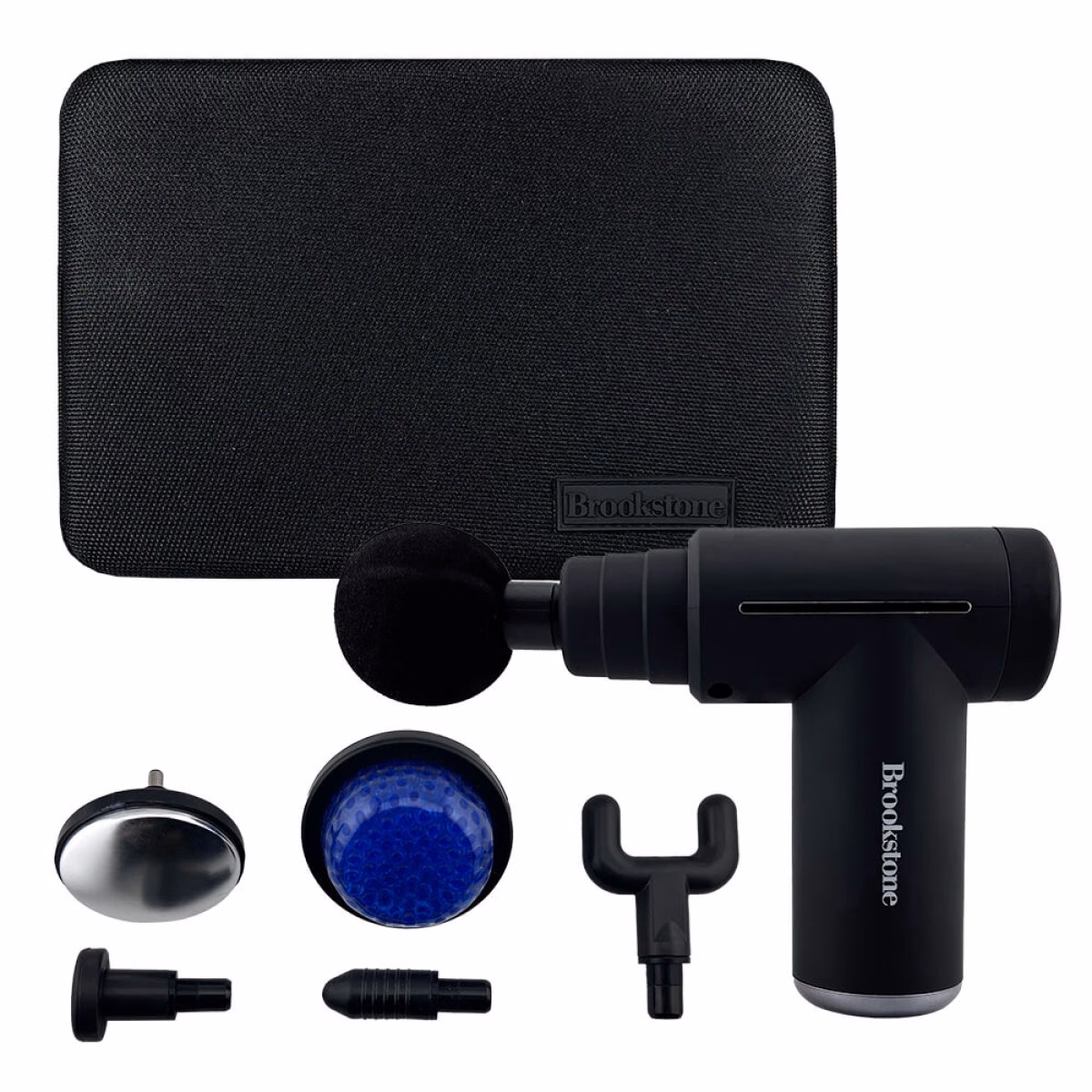 Custom Brookstone Wireless Deep Tissue Percussion Massager, Black, front view