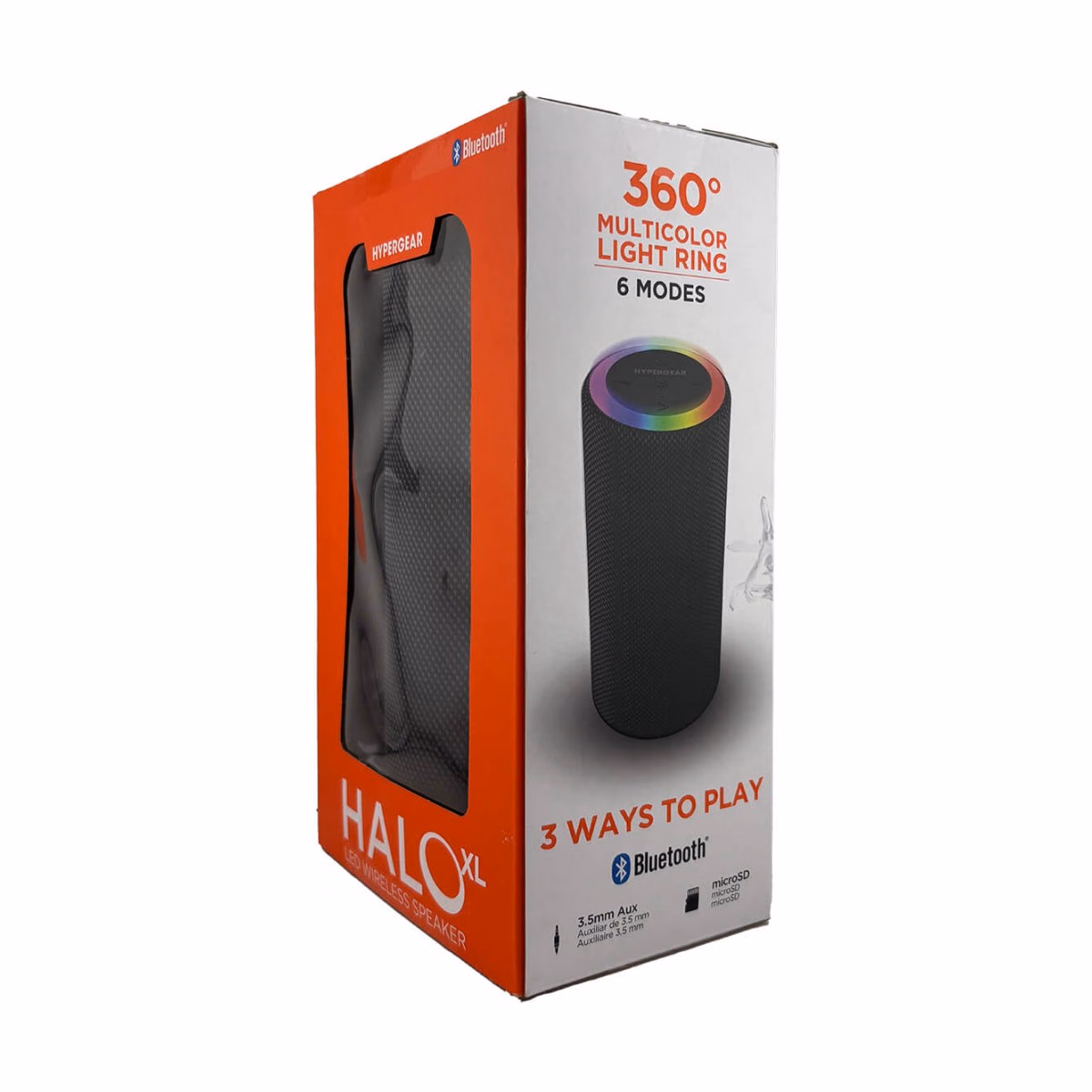 Custom HyperGear Halo XL Waterproof LED Wireless Speaker, Black, packaging view