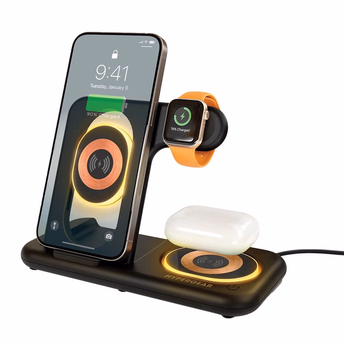 Custom HyperGear PowerFold X-Ray 4-in-1 Foldable Wireless Charging Stand with 15W Wireless Fast Charge with Custom Logo