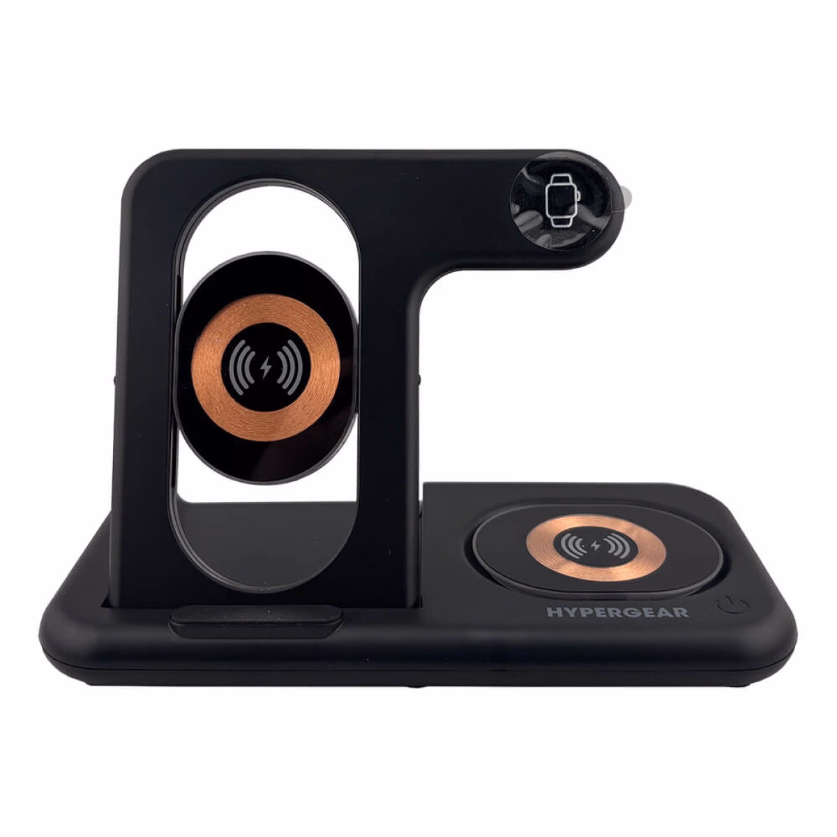 Custom HyperGear PowerFold X-Ray 4-in-1 Foldable Wireless Charging Stand with 15W Wireless Fast Charge, Black, front view
