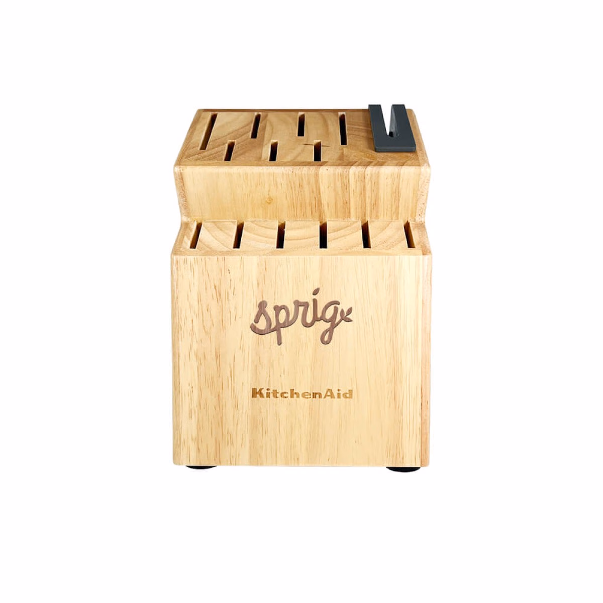 Custom KitchenAid Slim Two-Tone Knife Block Set, White, angle view
