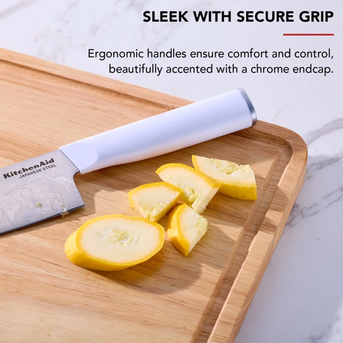 Custom KitchenAid Slim Two-Tone Knife Block Set, White, detail view