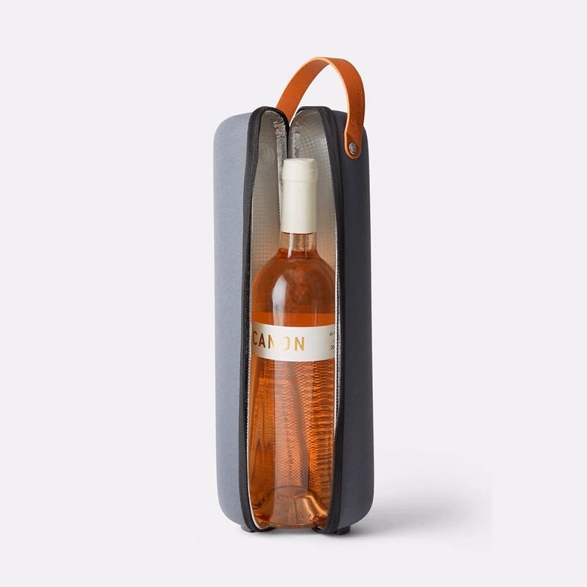 Custom Rabbit Wine Bottle Carrier, Grey, detail view