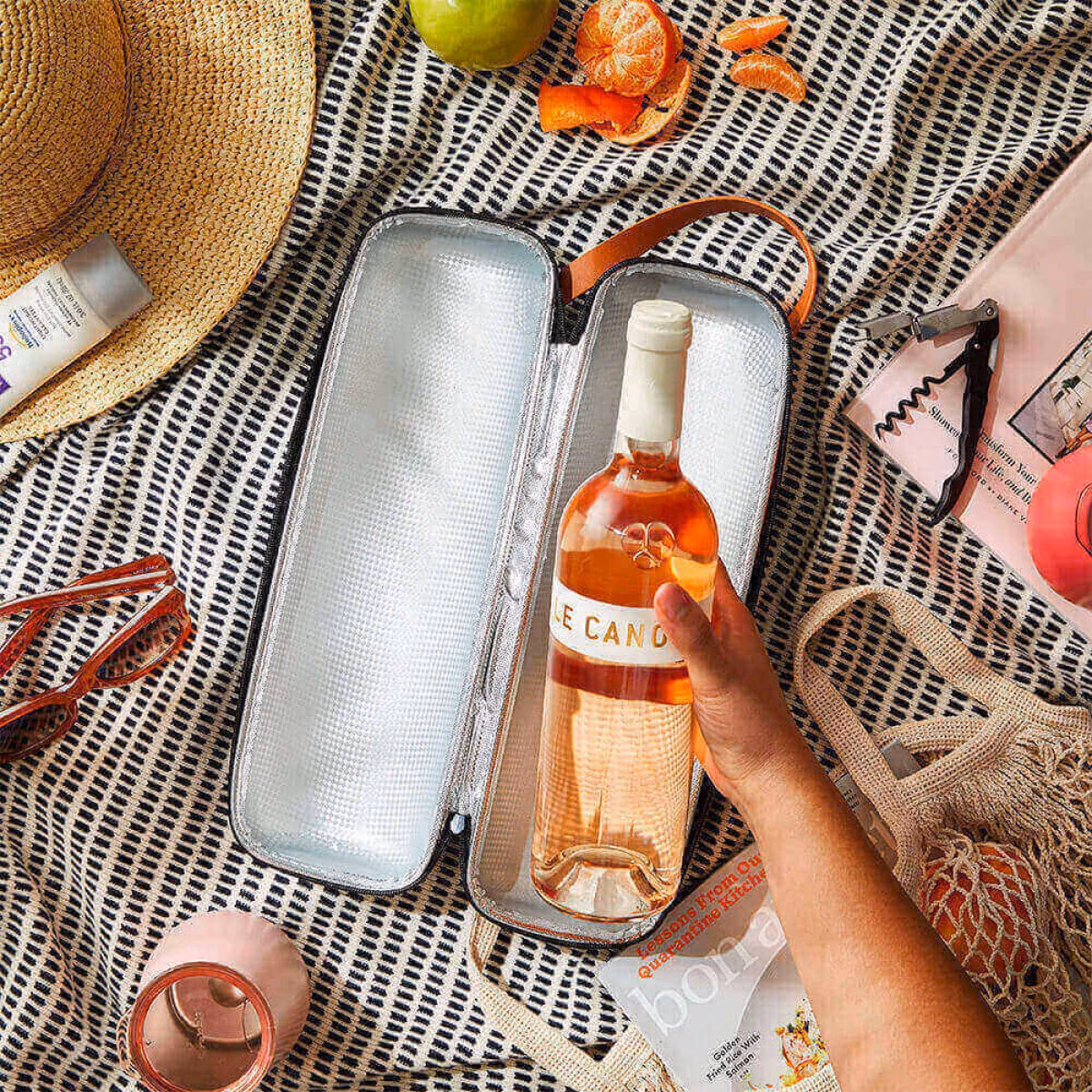 Custom Rabbit Wine Bottle Carrier, Grey, packaging view