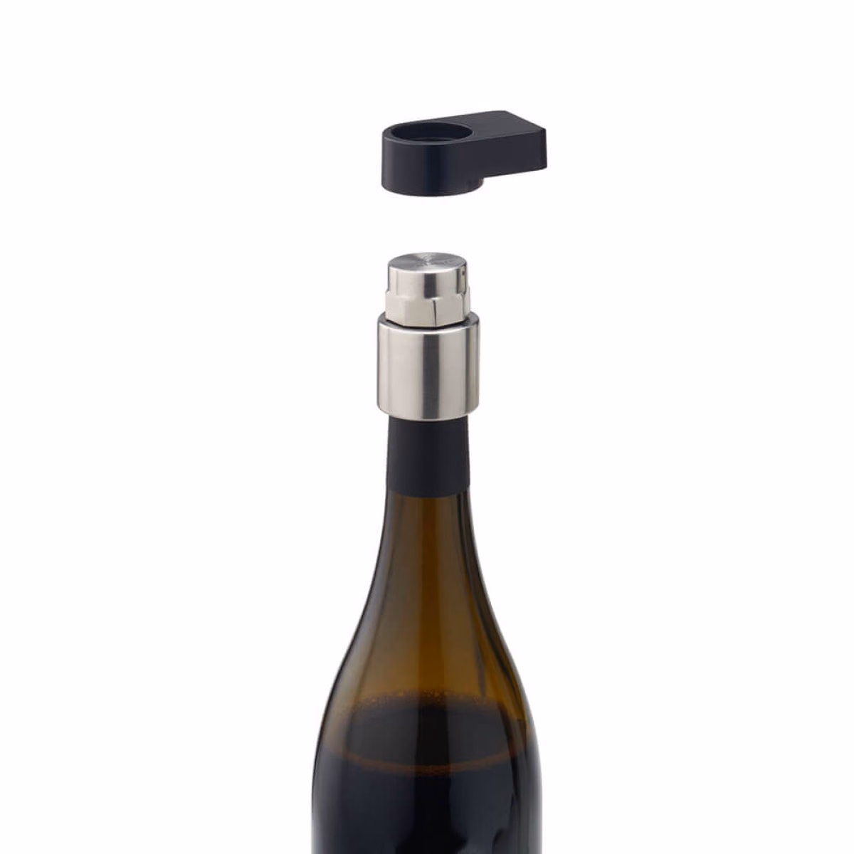 Custom Rabbit Wine Bottle Stopper and Stand, Black, detail view