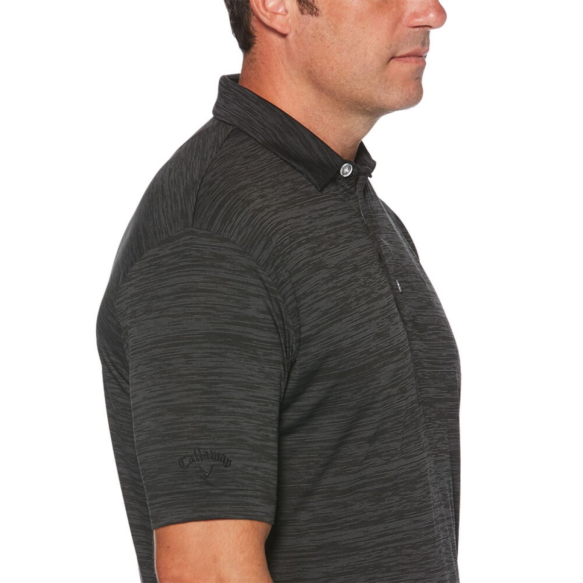 Custom Callaway Broken Stripe Men's Polo in Black - Alternate