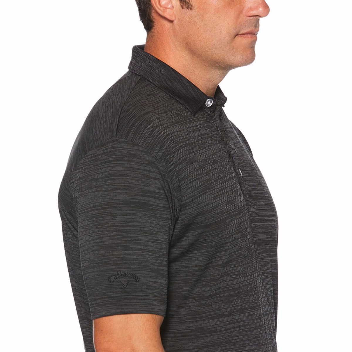 Custom Callaway Broken Stripe Men's Polo in Black - Alternate