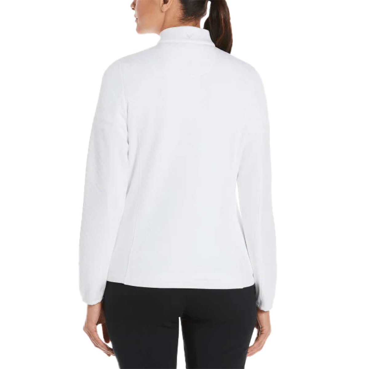 Custom Callaway Diamond Quilted Fleece 1/4-Zip Ladies Pullover in White - Alternate