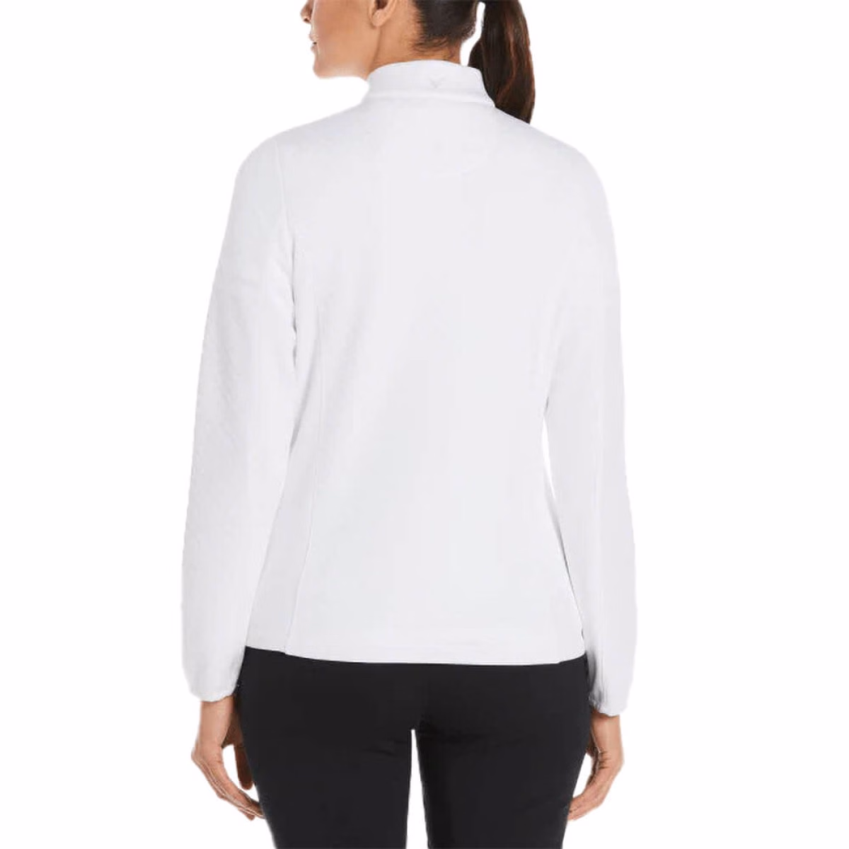 Custom Callaway Diamond Quilted Fleece 1/4-Zip Ladies Pullover in White - Alternate