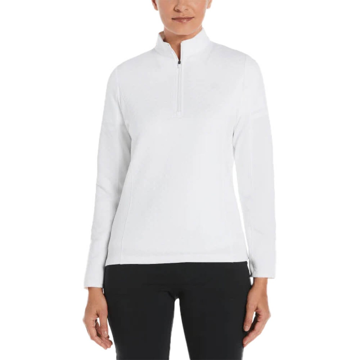 Custom Callaway Diamond Quilted Fleece 1/4-Zip Ladies Pullover in White - Blank