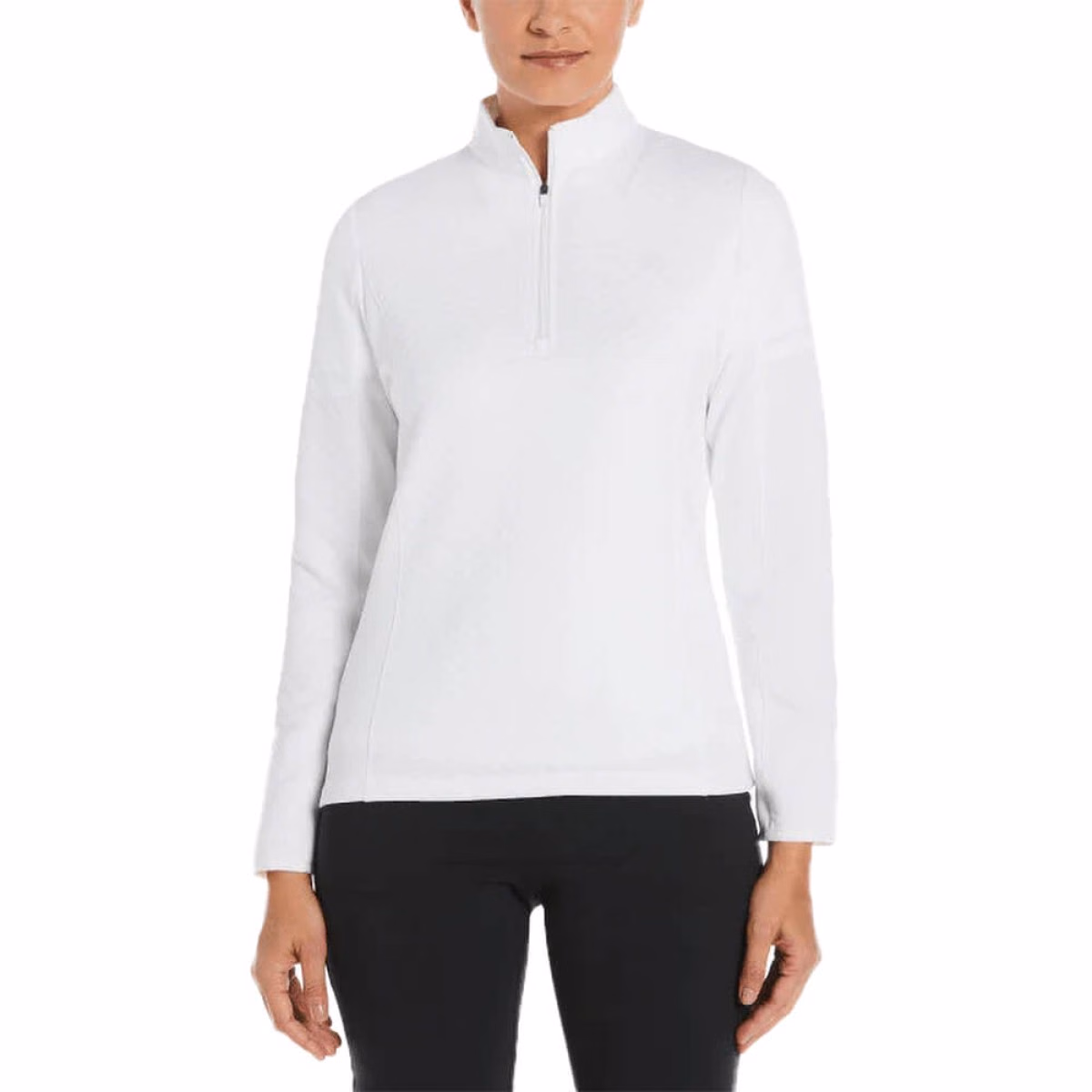 Custom Callaway Diamond Quilted Fleece 1/4-Zip Ladies Pullover in White - Blank
