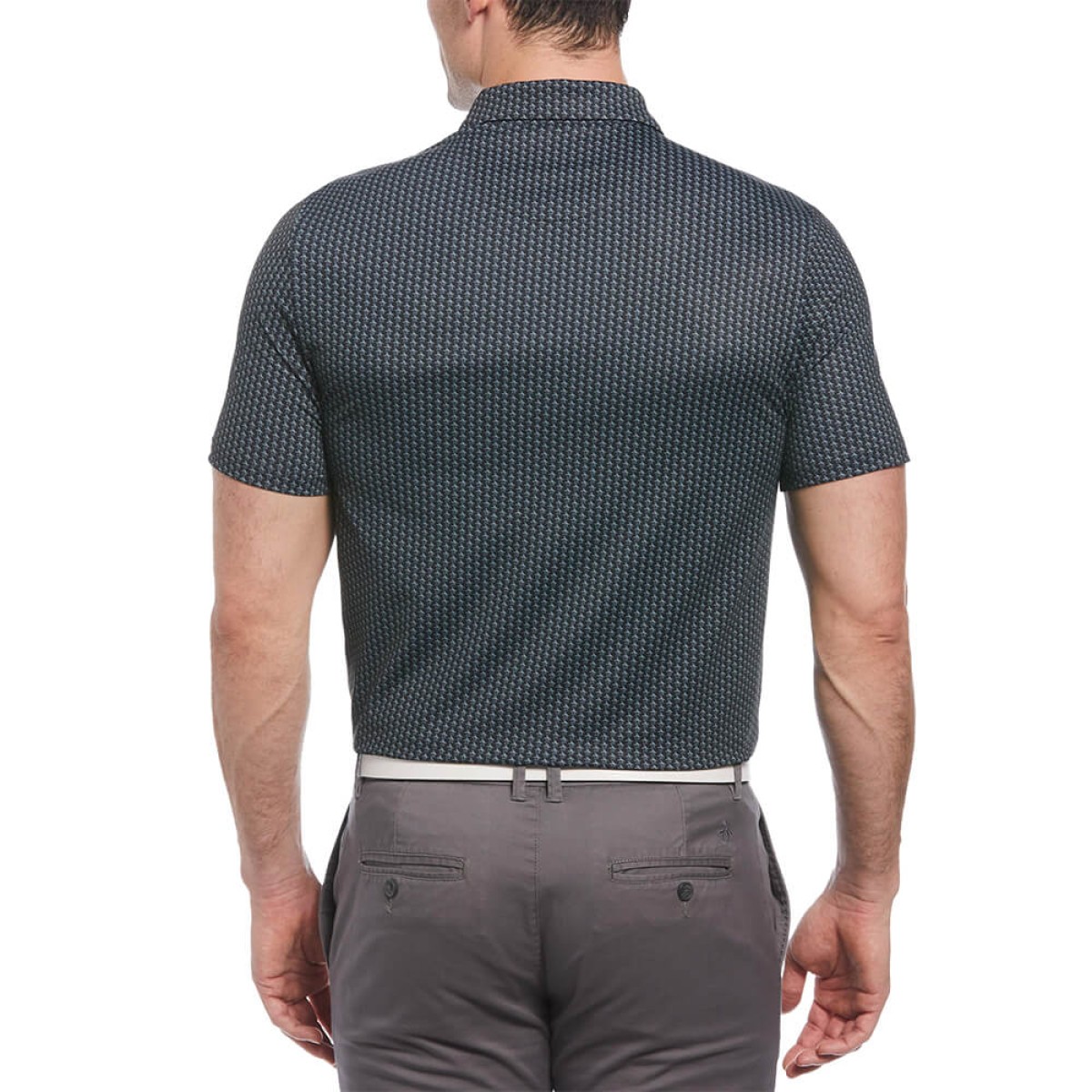 Custom Penguin All-Over-Pete Printed Men's Polo in Grey - Alternate