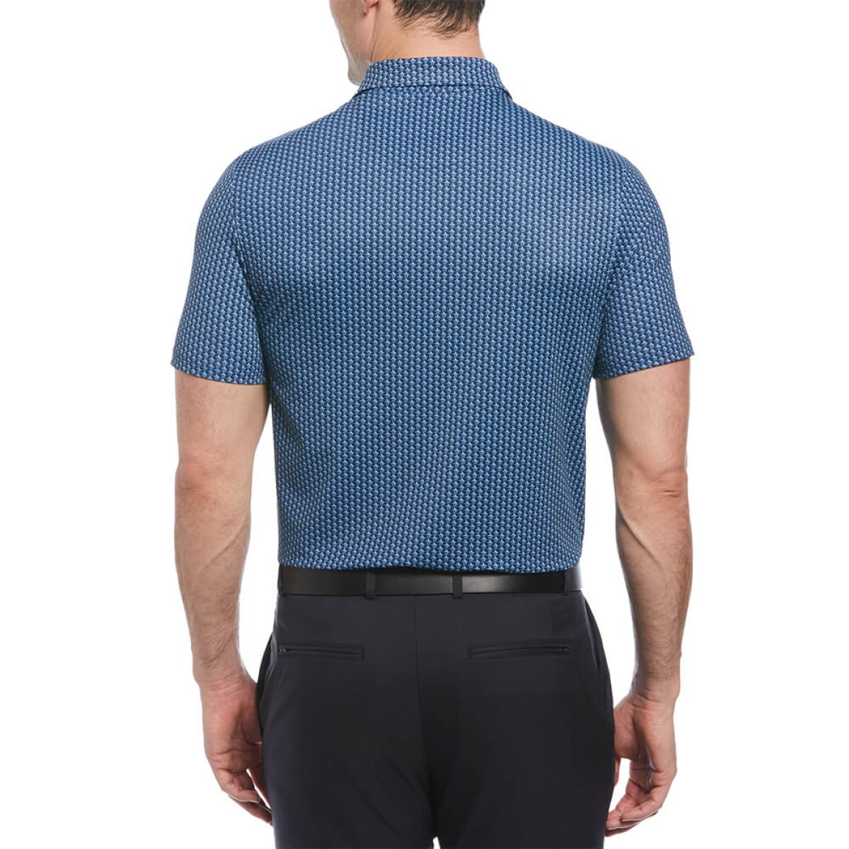 Custom Penguin All-Over-Pete Printed Men's Polo in Blue - Alternate