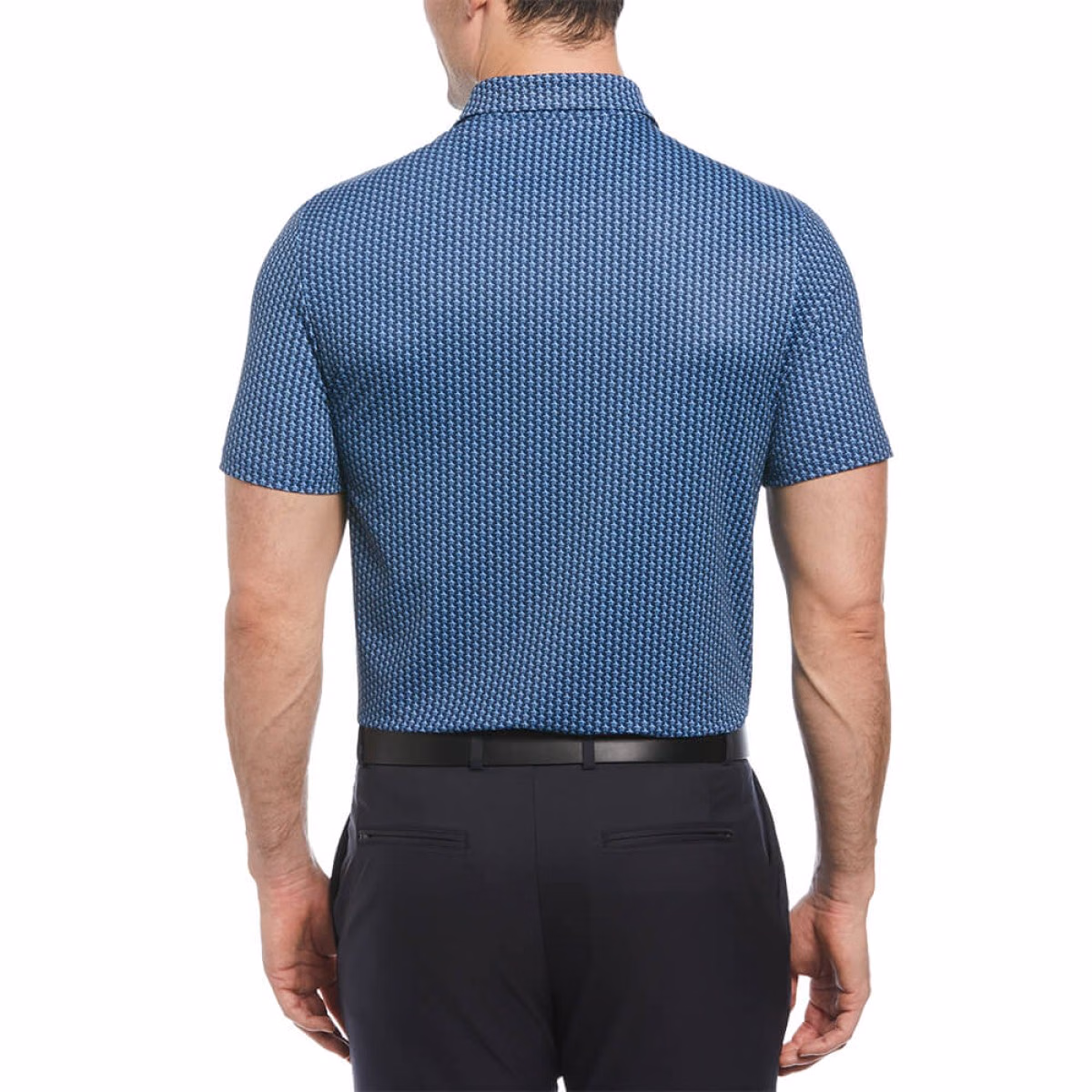 Custom Penguin All-Over-Pete Printed Men's Polo in Blue - Alternate