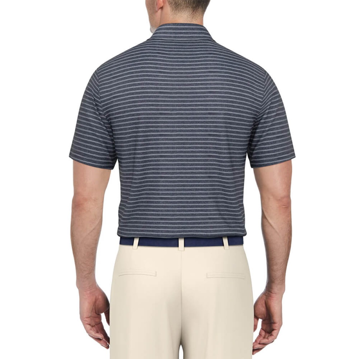 Custom PGA Tour Heather Feeder Stripe Men's Polo in Navy - Alternate