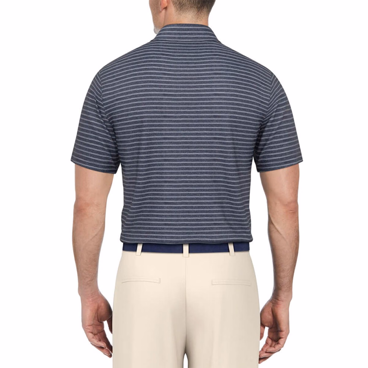 Custom PGA Tour Heather Feeder Stripe Men's Polo in Navy - Alternate