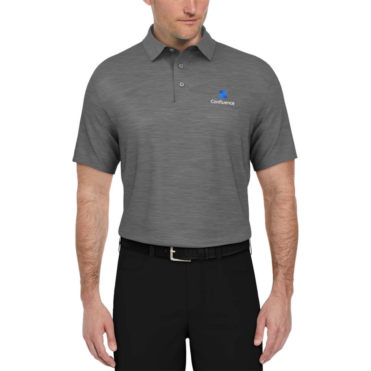 Custom PGA Tour Jaspe Airflux Men's Polo in Grey - Decorated