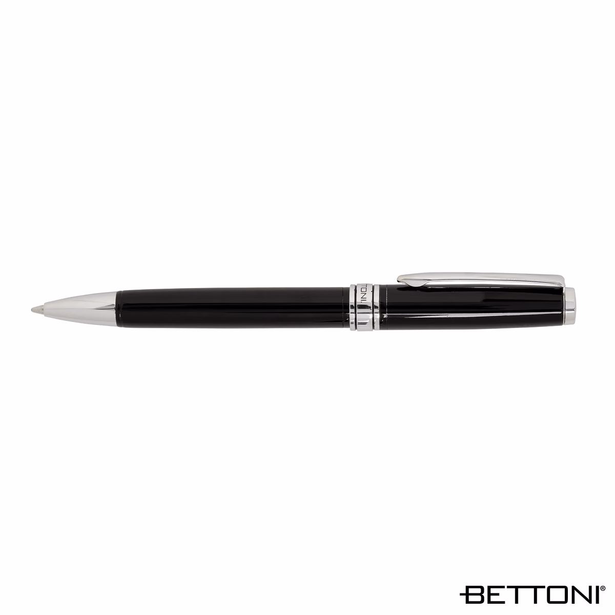 Custom Bettoni Avellino Recycled Brass Ballpoint Pen, Black, front view