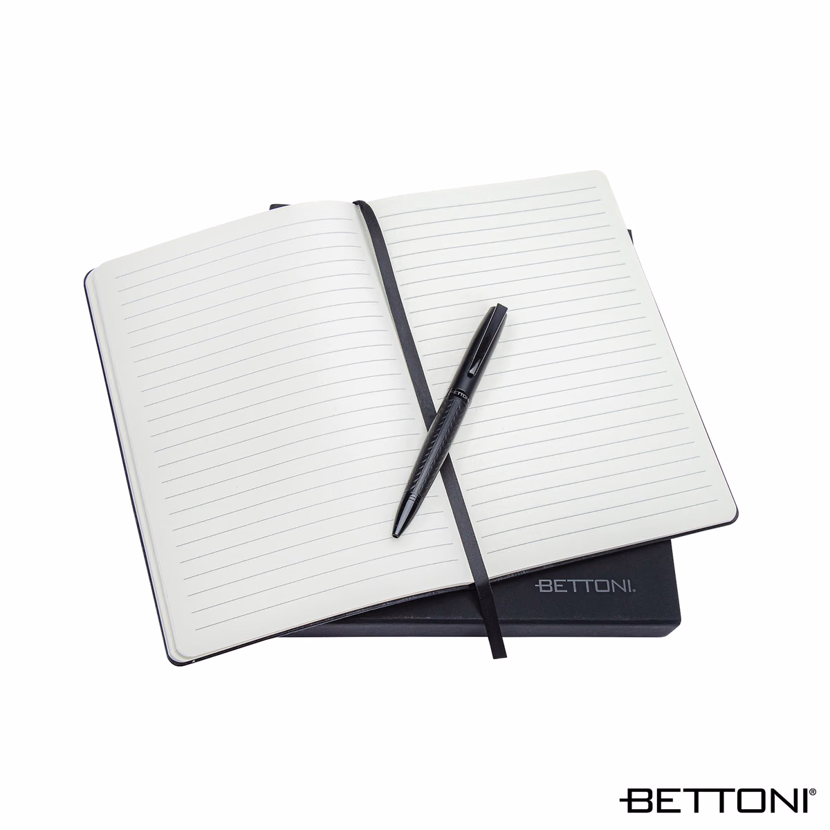Custom Bettoni Cetara, Junior Journal & Pen Giftset, Black, front view