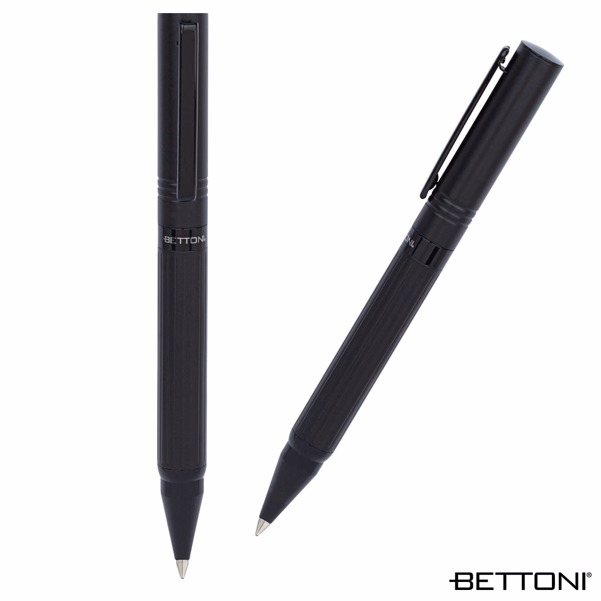 Custom Bettoni Messina Ballpoint Pen, Black, front view