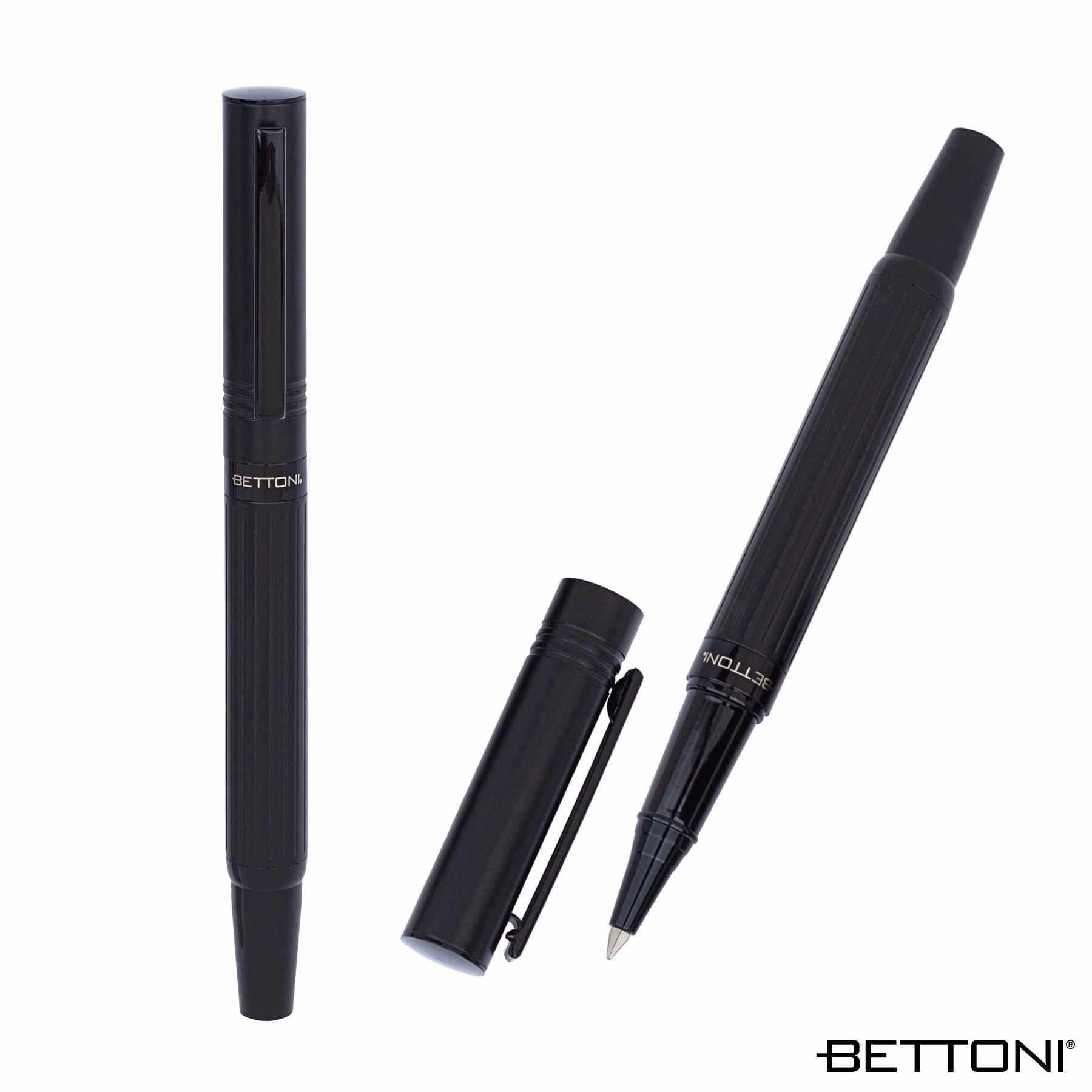 Custom Bettoni Messina Rollerball Pen, Black, front view