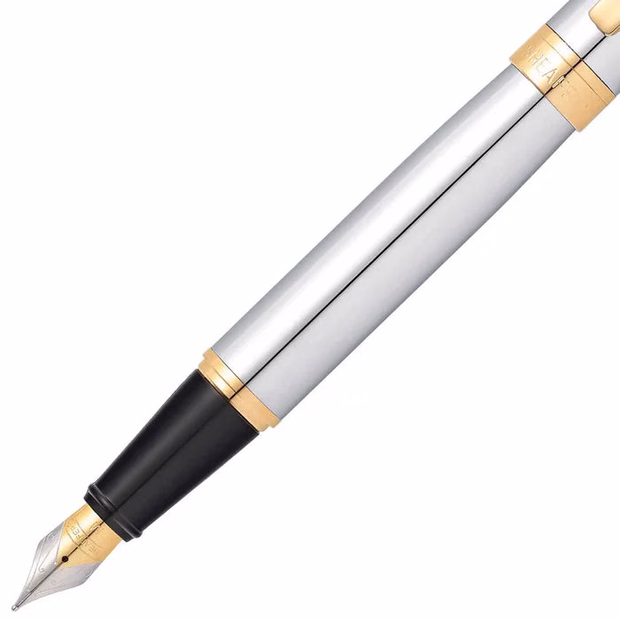 Custom Sheaffer 300 Chrome Fountain Pen with Gold-tone Trim