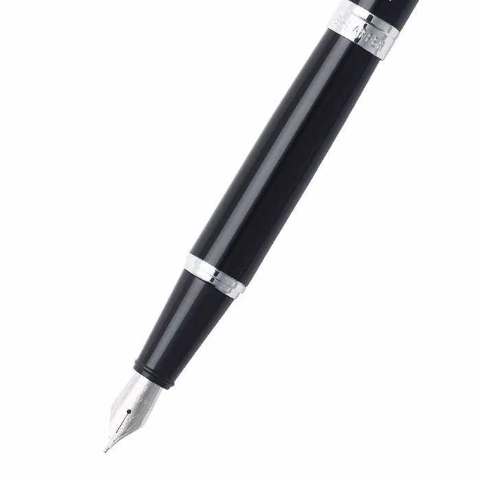 Custom Sheaffer 300 Glossy Black Fountain Pen with Chrome Trim