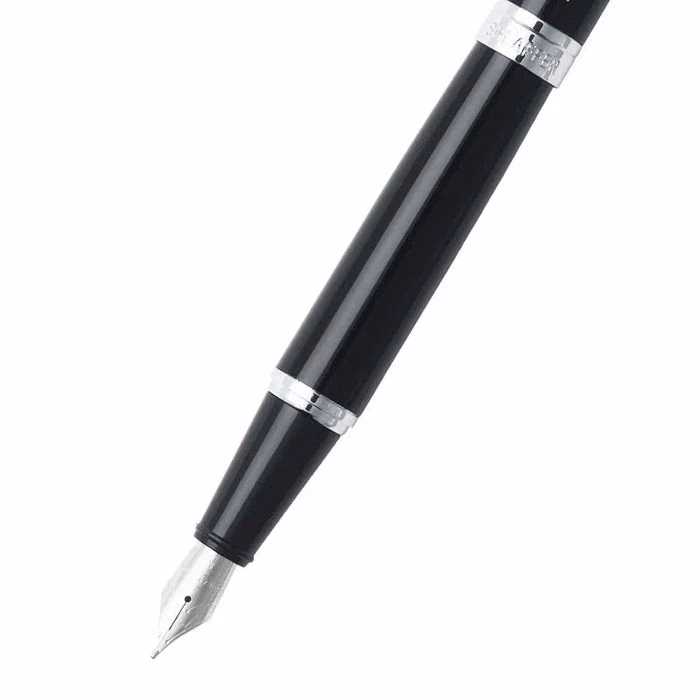 Custom Sheaffer 300 Glossy Black Fountain Pen with Chrome Trim