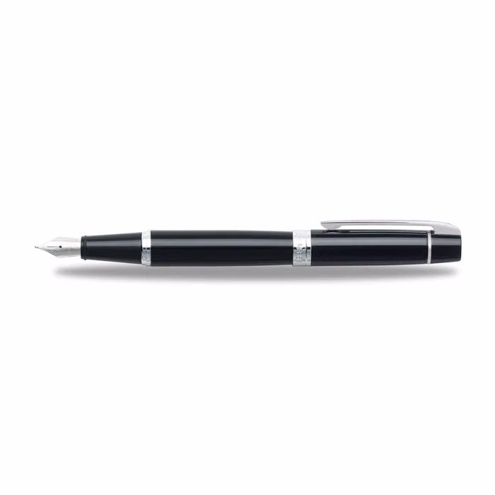 Custom Sheaffer 300 Glossy Black Fountain Pen with Chrome Trim