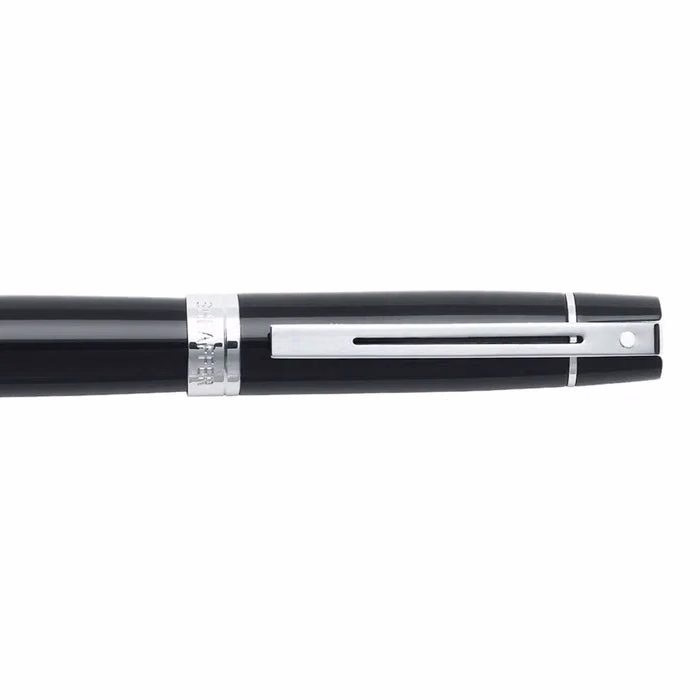 Custom Sheaffer 300 Glossy Black Fountain Pen with Chrome Trim