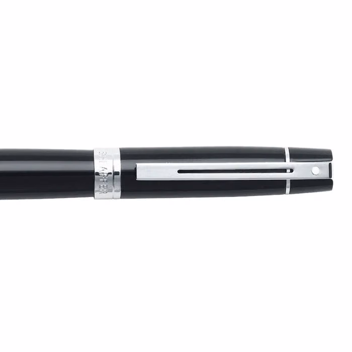 Custom Sheaffer 300 Glossy Black Fountain Pen with Chrome Trim