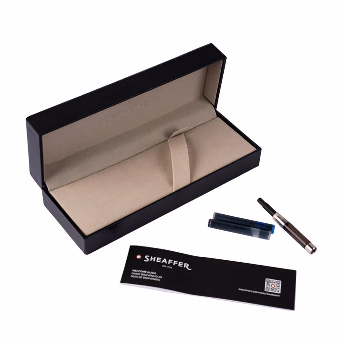 Custom Sheaffer 300 Glossy Black Fountain Pen with Chrome Trim