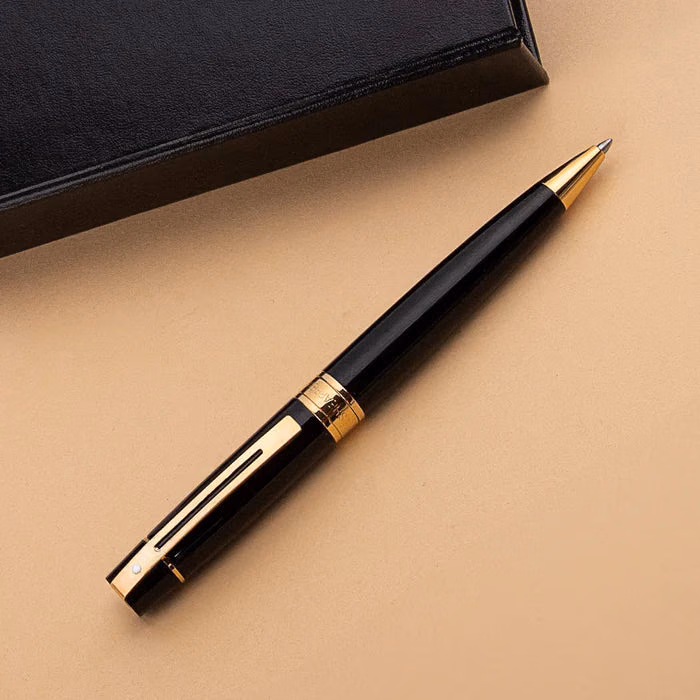 Custom Sheaffer 300 Glossy Black Ballpoint with Gold-tone Trim
