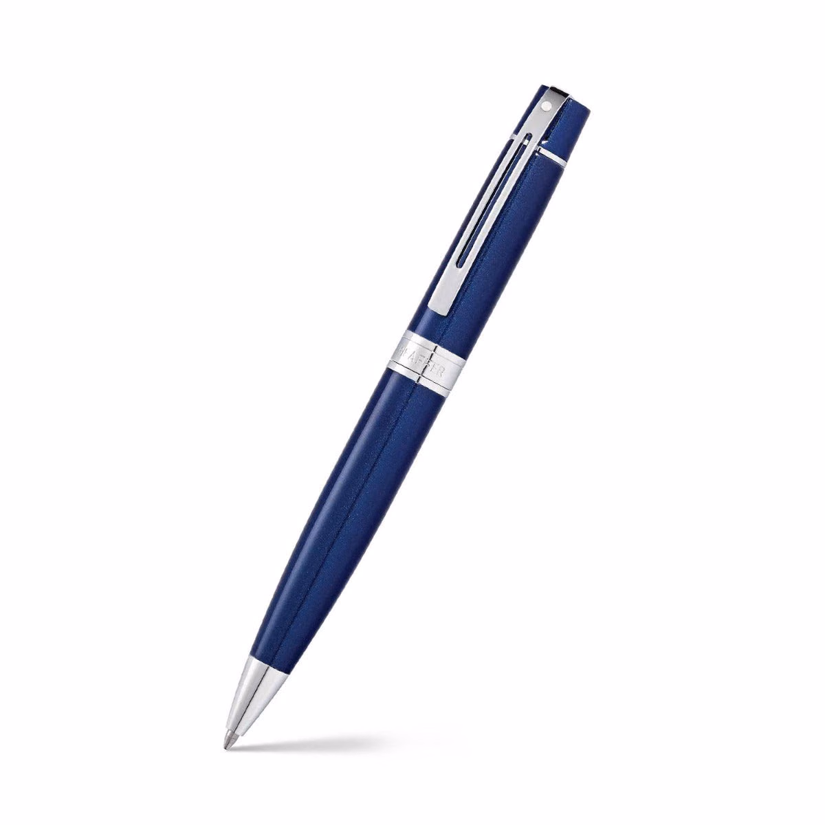 Custom Sheaffer 300 Glossy Blue Ballpoint with Chrome Trim