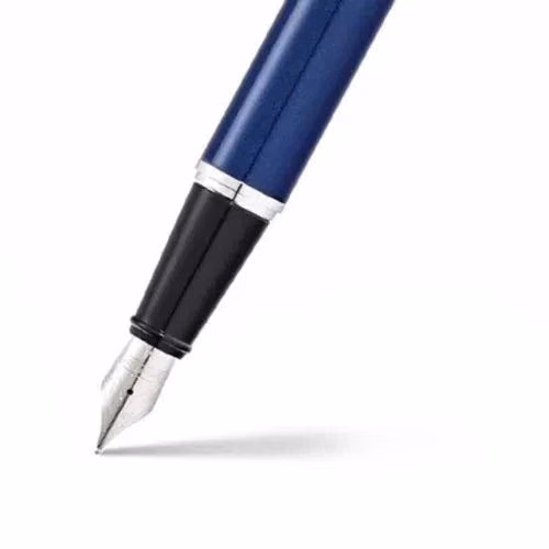 Custom Sheaffer 300 Glossy Blue Fountain Pen with Chrome Trim