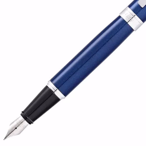 Custom Sheaffer 300 Glossy Blue Fountain Pen with Chrome Trim