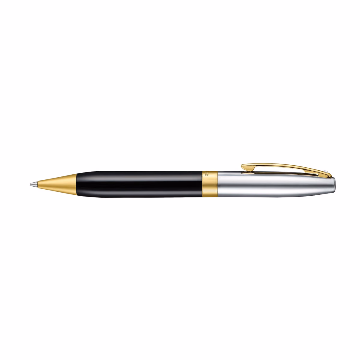 Custom Sheaffer Legacy 9065 Glossy Black & Chrome Bi-Color Ballpoint Pen with 14k PVD Gold-Plated Trims