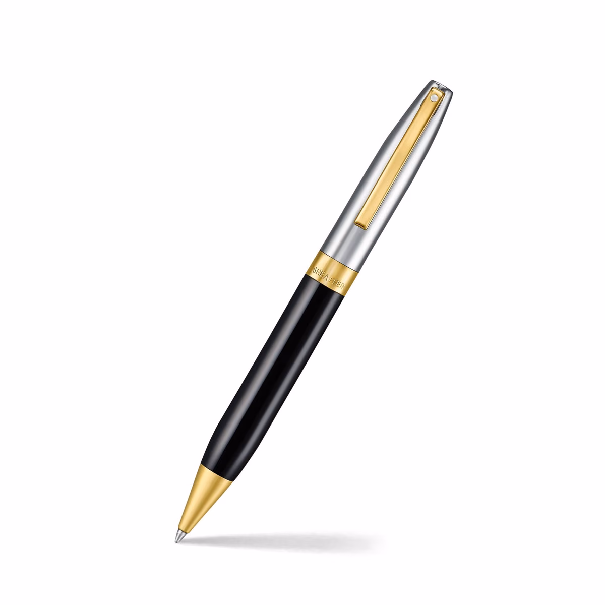 Custom Sheaffer Legacy 9065 Glossy Black & Chrome Bi-Color Ballpoint Pen with 14k PVD Gold-Plated Trims