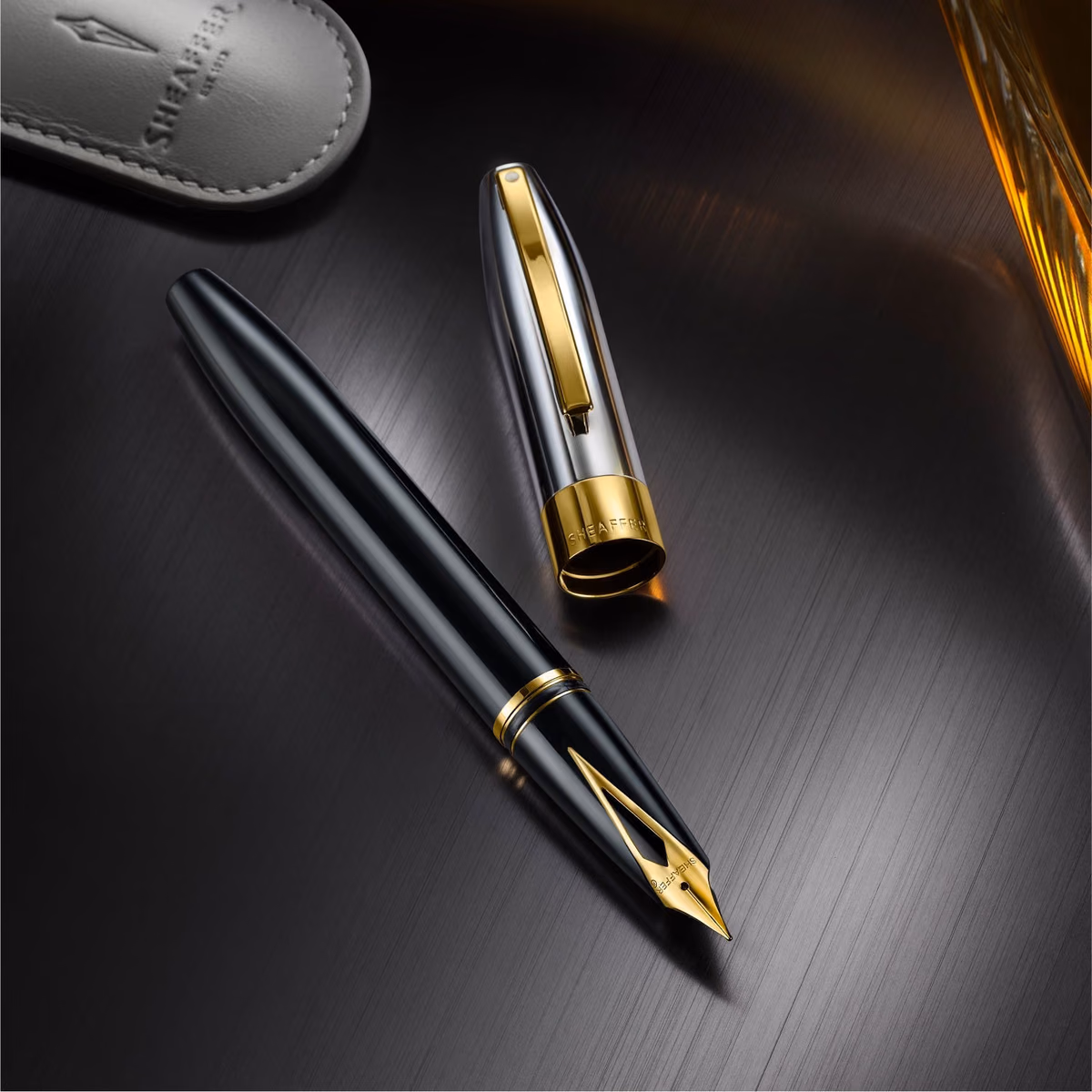 Custom Sheaffer Legacy Black & chrome lacquer finished with 14k PVD gold-plated trims Fountain Pen
