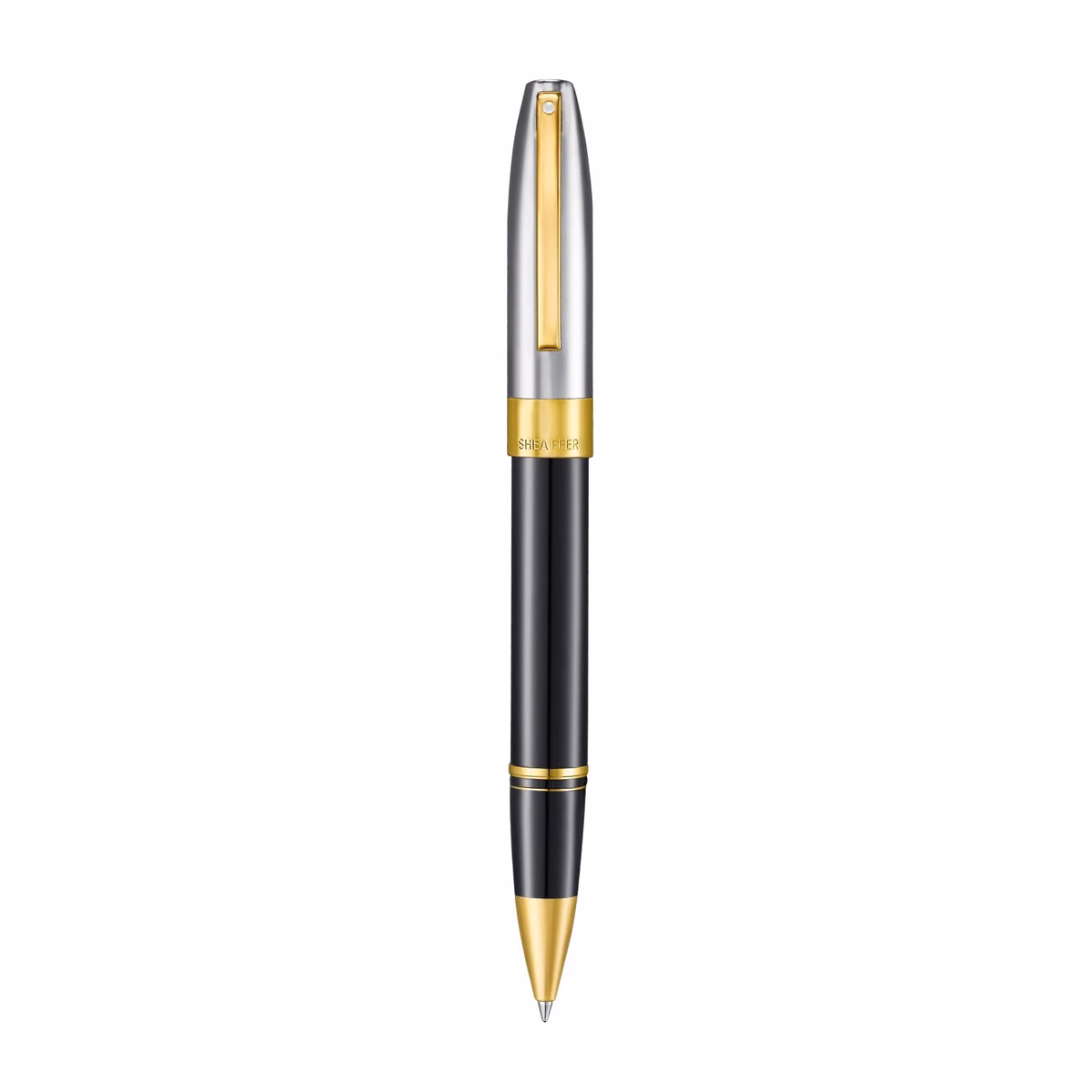 Custom Sheaffer Legacy 9065 Glossy Black & Chrome Bi-Color Rollerball Pen with 14k PVD Gold-Plated Trims