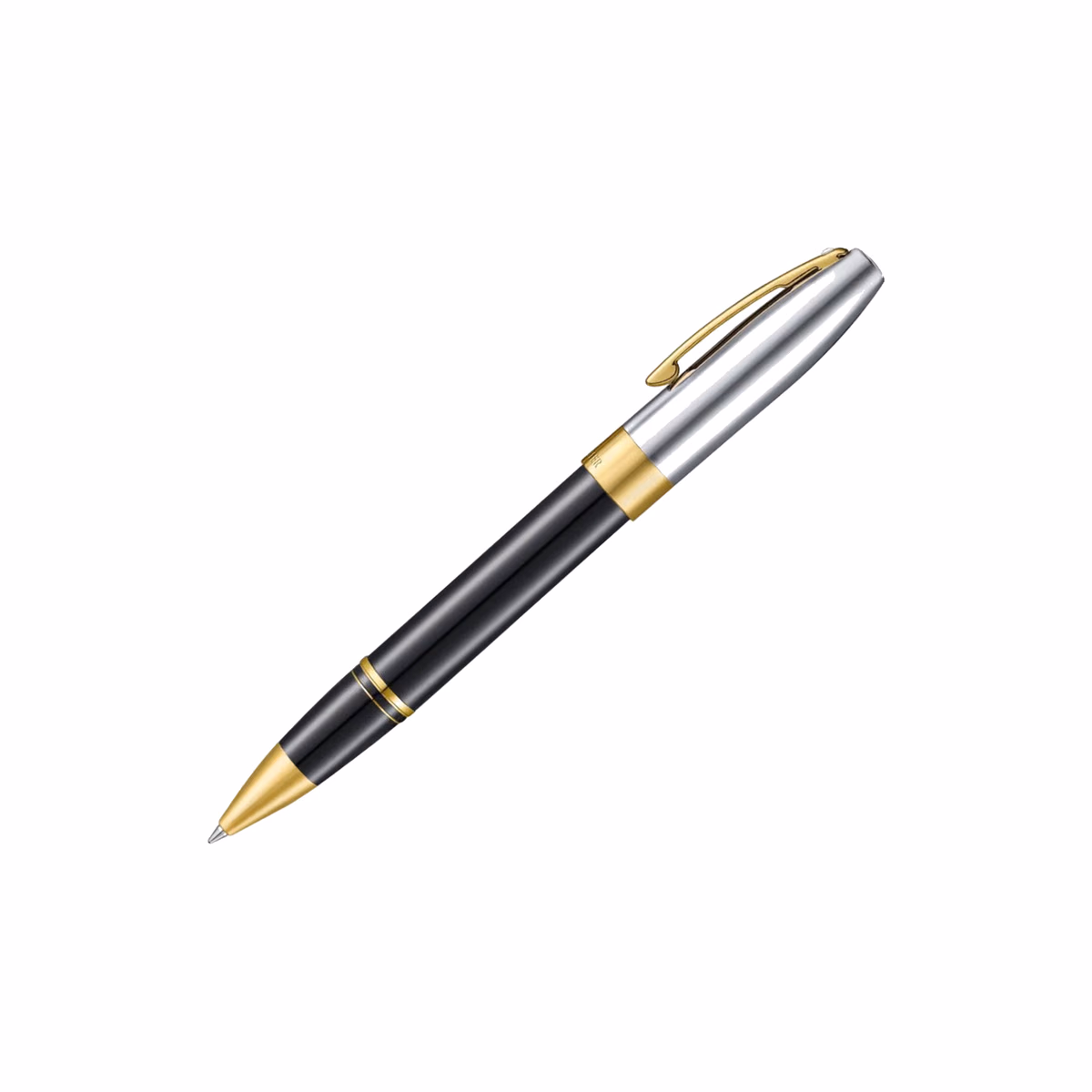 Custom Sheaffer Legacy 9065 Glossy Black & Chrome Bi-Color Rollerball Pen with 14k PVD Gold-Plated Trims