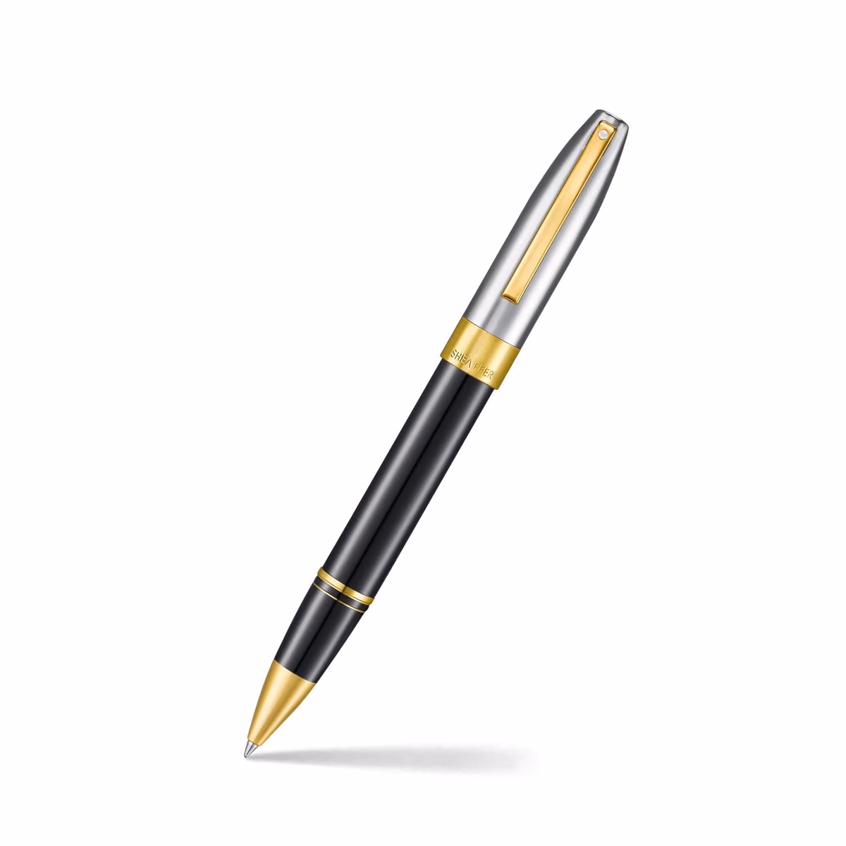 Custom Sheaffer Legacy 9065 Glossy Black & Chrome Bi-Color Rollerball Pen with 14k PVD Gold-Plated Trims