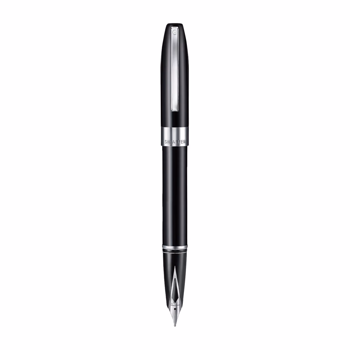 Custom Sheaffer Legacy 9064 Glossy Black Inlaid Nib Fountain Pen (Fine) with Chrome-Plated Trims